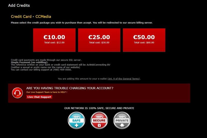 Multiple credit bundles are available for purchase from xLoveTrans